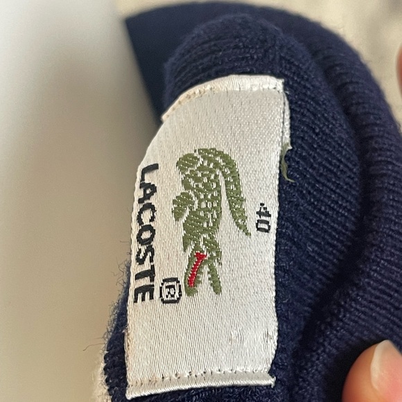 VTG Lacoste Sweater Ladies Medium Collared 40 8 Navy Striped Long Sleeve Shirt - Picture 6 of 8